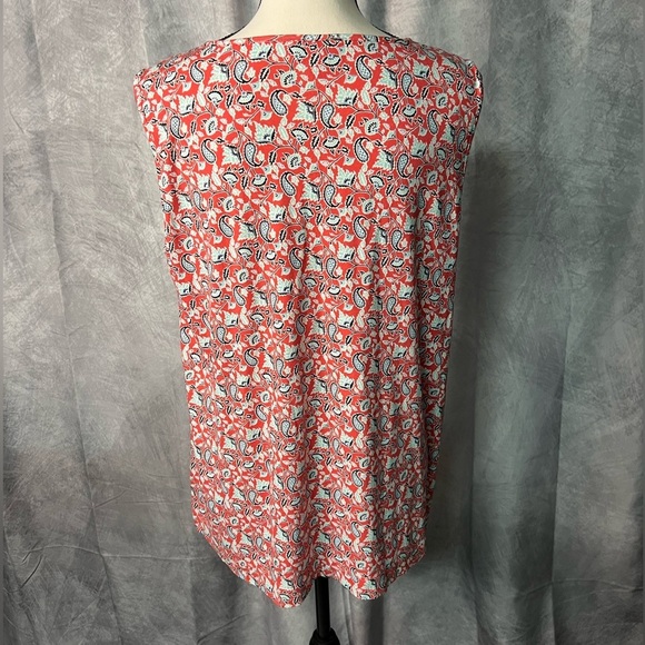 J Jill Red Paisley Floral Print Sleeveless High Low Tank - LP - Picture 6 of 10